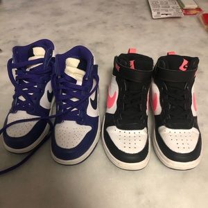 Two pairs of  used Nikes size 13c (girls)